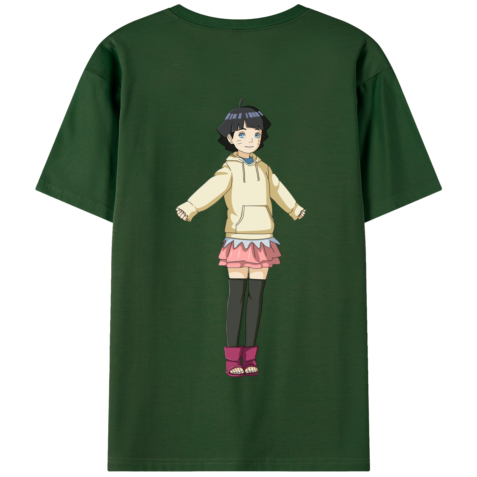 （画像用） NARUTO -ナルト- うずまき ヒマワリ Uzumaki Himawari 綿100％半袖Tシャツ（背面プリント）